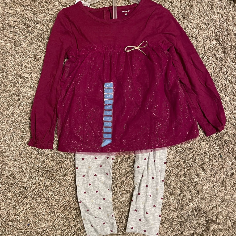 Brand new Carters kids girls long sleeve and pants 2 piece outfit